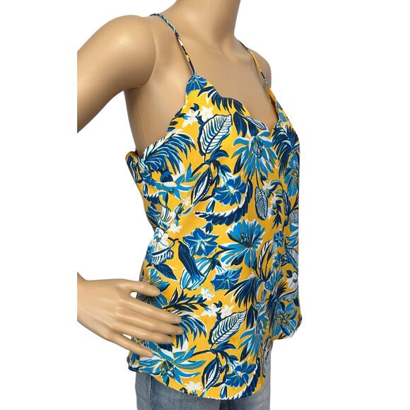 2/$30 J. Crew Floral Scalloped Cami Top Blanche Floral Yellow Blue AO912 Size 4 - Picture 3 of 13